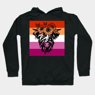 highland cow lesbian flag Hoodie